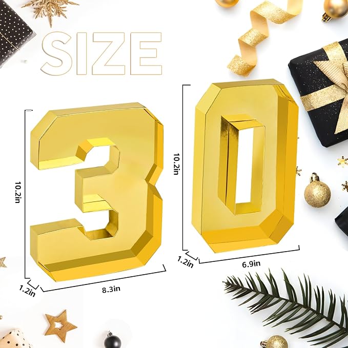 Cardboard Number for Charcuterie 30 Set Fillable Tray 10.2'' Gold Charcuterie Paper Box for 30th Birthday Anniversary Party Decorations Chocolate Candy Cupcake Container
