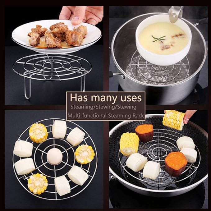 Steam Rack, Heavy Duty Steaming Rack Stand, Stainless Steel Round Steamer Cooling Rack Trivet, Pot Steamer Insert Food Stand, Steaming Cookware Accessories(Size:27.5cm/10.83in)