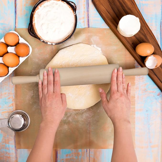 Mrs. Anderson’s Baking Stainless Steel Ball Bearing, Classic Wooden Rolling Pin, Made in America, 12-Inch by 2.75-Inch