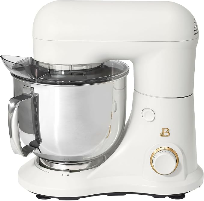 IT'S BRAZILIAN Beautiful 5.3 Qt Stand Mixer, White Icing with Flat Beater, Dough Hook, Balloon Whisk