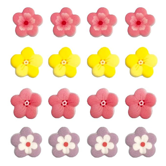 16 PCS Edible Spring Flower Icing Cake Decoration Candy Sprinkle Cupcake Topper Ice Cream Cookies Frosting Decoration