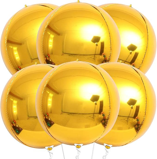 KatchOn, Large Gold Foil Balloons - Huge 22 Inch, Pack of 6 | Gold Mylar Balloons for Golden Party Decorations, St Patricks Day Decorations | Metallic Balloon for Ramadan Decorations, Birthday Party