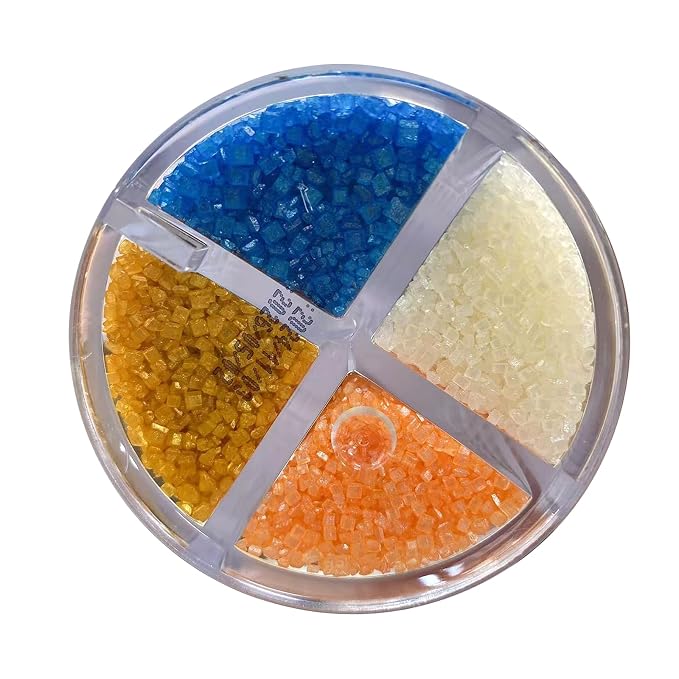 Sentovac 4-Colors Sanding Sugar for Baking Edible Sparkling Coarse Sugar Crystals Sprinkles for Baking Cake Cookie Cupcake Topper Ice Cream Decoration Supplies（Blue Orange Gold White）