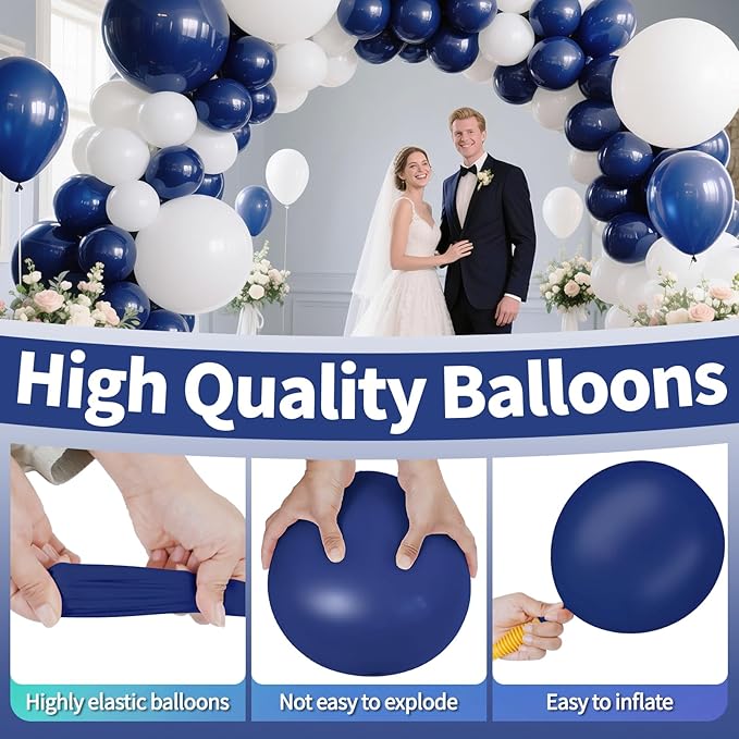 KAWKALSH Navy Blue Balloon Arch Kit 111Pcs 18 12 5 Inch Latex Party Balloons Garland for Birthday Baby Shower Wedding Engagement Anniversary Christmas Party Decorations