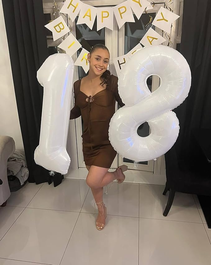 White 7 Balloon, Translucent Number Balloons 40 Inch, 7th Birthday Decorations for Kids Girls Boys, White Party Decoration for Women Men, Number 7 Balloon