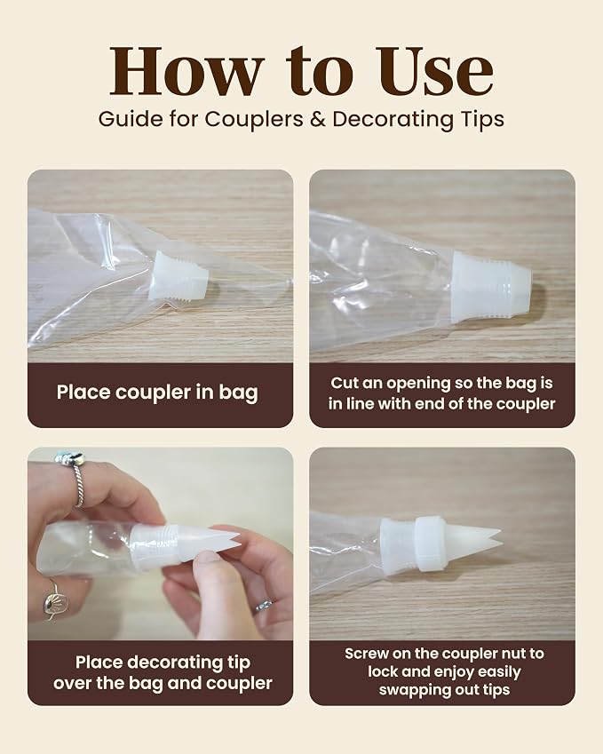 Reusable Plastic Piping Tips Standard Size Leaf Tip #67 20 Pack with 2 Couplers V-Cut Icing Nozzle for Cake Decoration, Dessert Design Baking Supplies and Piping Bags Base Ø 0.75"Height 1.25"