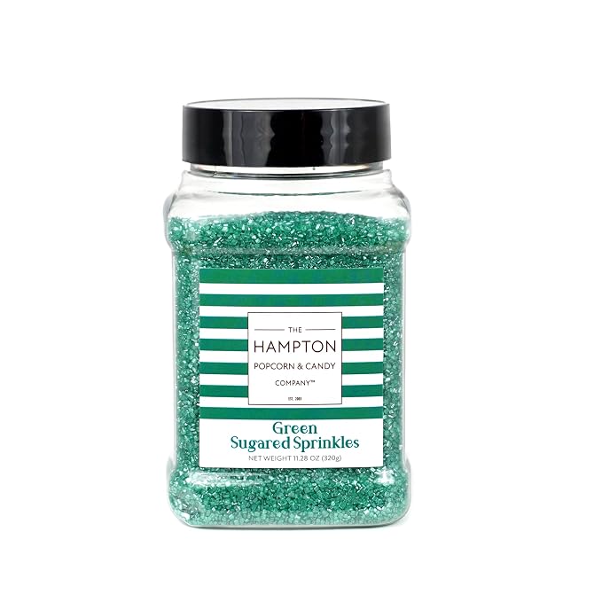 Green Sanding Sugar Green Sprinkles 11.28 oz, Green Sugar Sprinkles, Sanding Sugar For Cookie Decorating, Green Sanding Sugar For Baking, The Hampton Candy Company