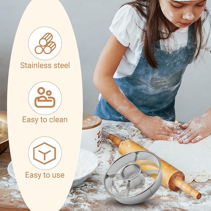 2 Pack Stainless Steel Donuts Cutter Set, 3.86 Inch Professional Baking Tool with 1.38 Inch Center Hole for Perfect Homemade Donuts, Silver & Gold