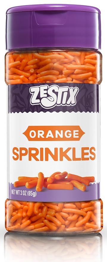 Orange Sprinkles 3 oz Bottle | Jimmies Sprinkles for Cake Decorating | Dessert Topping for Baking, Cupcakes, Cookies, Ice Cream, Holidays & Vibrant Celebrations