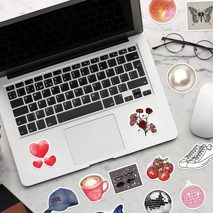 100 Pcs Aesthetic Downtown Girls Stickers Pack Sticker Cool Trendy Y2K Red Aesthetic Vinyl Waterproof Stickrs for Water Bottles Laptops Bike Car Motorcycle Skateboard