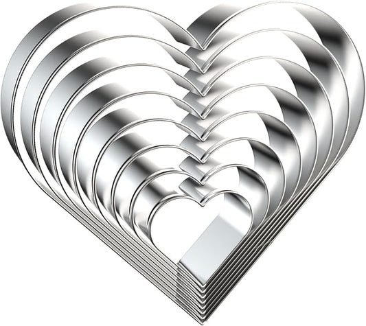 Heart Cookie Cutter Set 8-Piece 1.5" to 5" by QAAQS