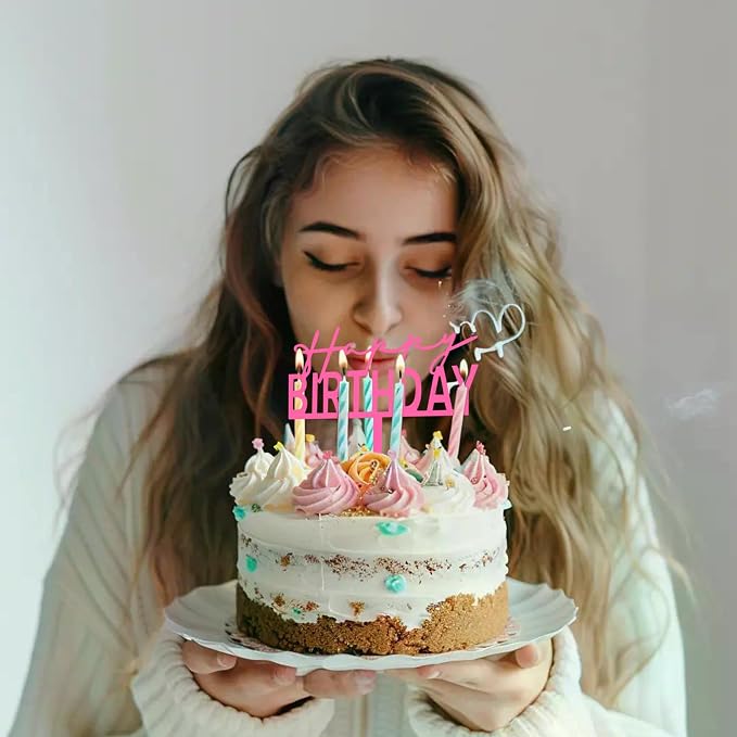 10 PCS Happy Birthday Cake Topper Set Glitter Cake Decorations in 8 Colors Black Silver Gold Rose Gold Pink Rose Red Blue Red Ideal Party Supplies for Adults Any Occasion 10 Styles