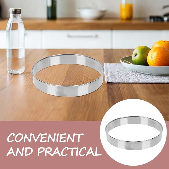 10 Inch Crumpet Rings, 10.6 x 1.2 in Cake & Pastry Rings, Stainless Steel Double Rolled Tart Nonstick Accessories for English Muffin, Dough Cutting, Egg Tart, Pizza, Pancake Baking Cooking