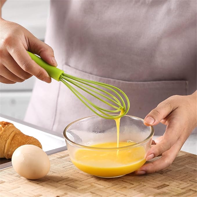 Silicone Eggs Beater Handheld Whisk Cream Foam Maker n Slip Eggs Blender Silicone Eggs Whiskers Portable Red