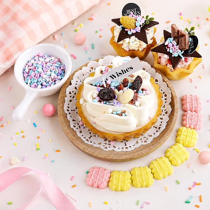 Pastel Sprinkles for Cake Decorating, 4.6oz Edible Blue Purple Pink White Nonpareils Jimmies and Confetti Sprinkles for Baking Cake Cupcake Cookies Ice Cream Topping
