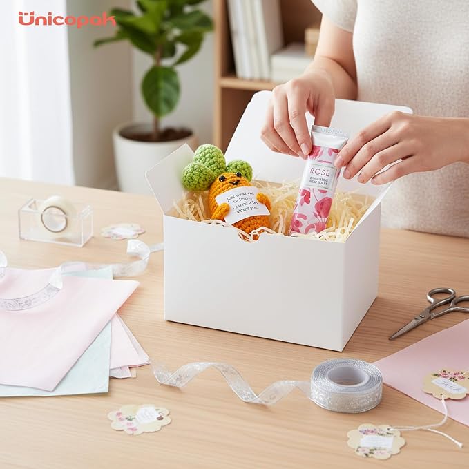 UnicoPak 10 Pack 6x4x3.5 Small Gift Boxes White Gift Boxes with Lids for Presents Bulk for Candle Mug Perfume Craft Ornaments Cookies Treats Favors