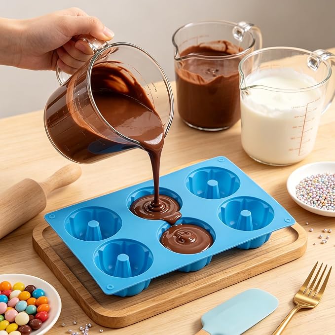 6Cavity Mini Fluted Tube Cake Pan Mold Heritage Fluted Tube Silicone Chocolate Molds For Chocolate