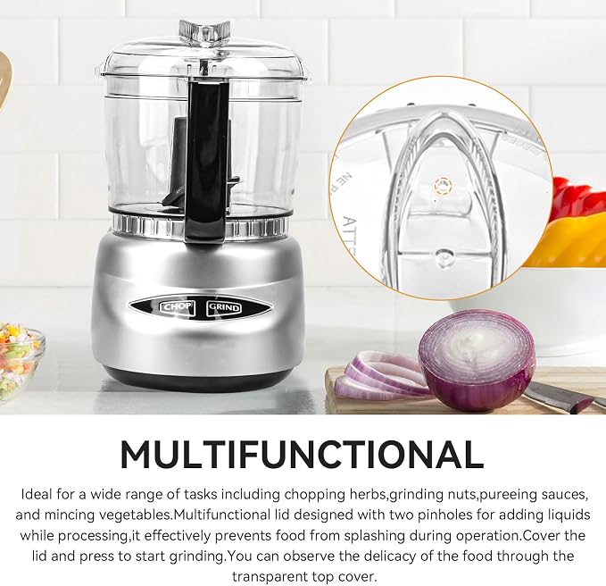 Mini Prep Plus Food Processor 4 Cup Work Bowl Cover Replacement for Cuisinart Food Processor Lid Parts-Multifunctional lid Designed With Two Pinholes for Adding Liquids While Processing