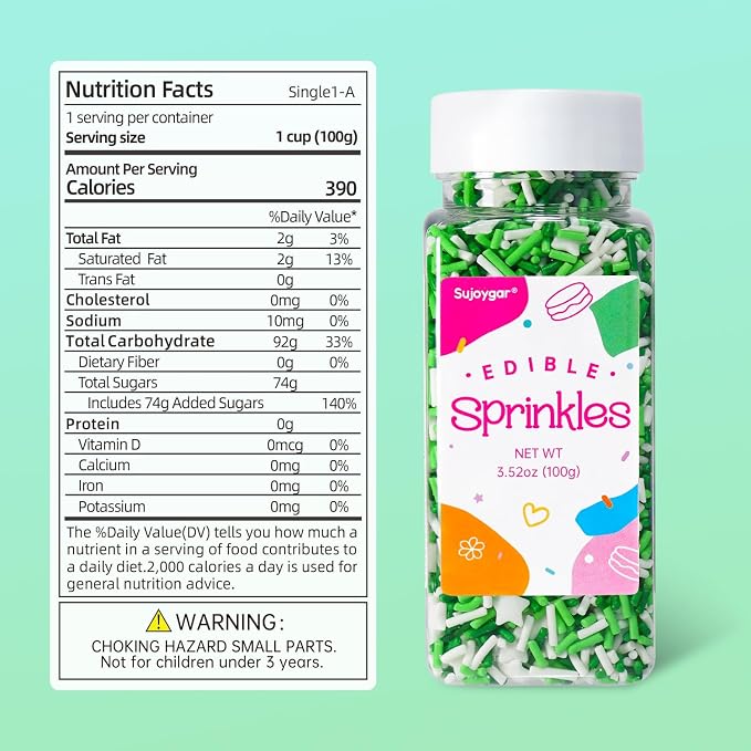 Green Sprinkles for Cake Decorations, 3.52oz Football Sprinkles Edible for Cupcakes Topper for Cupcakes Topper Baking Cookies Birthday Party Supplies