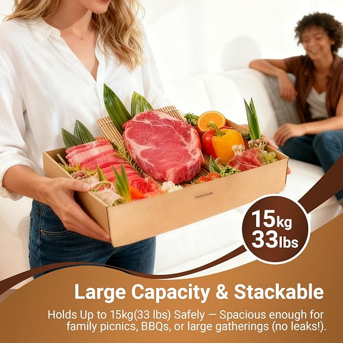 Extra Large Disposable Serving Pastry Box Cardboard 5PK, Strong Platter Box w/ Lid for 8-10 People To Go, Stably Filled Catering Charcuterie Board for Picnic Party Take Out (17.5"x13.5"x3.5"H)
