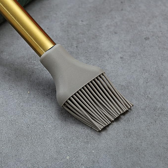 Gold Basting Brush, Berglander Non-stick Silicone Kitchen Brush For Cooking With Titanium Gold Plating Handle, Barbeque Brush, Pastry Brush, BBQ Brush, Dishwasher Safe, Easy to Clean