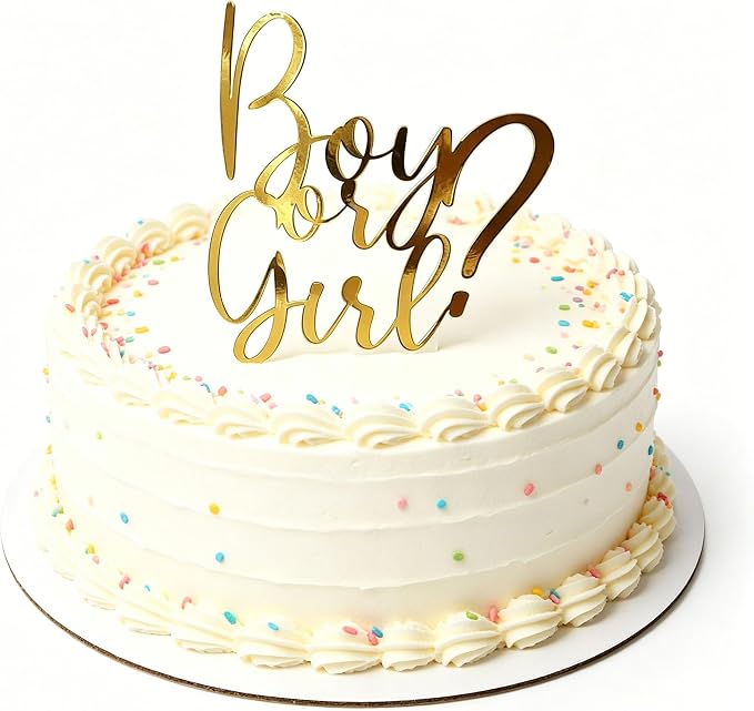 Gold Acrylic Boy or Girl Cake Topper,Gender Reveal Cake Topper for Boys and Girls Gender Reveal Baby Shower Birthday Party Supplies