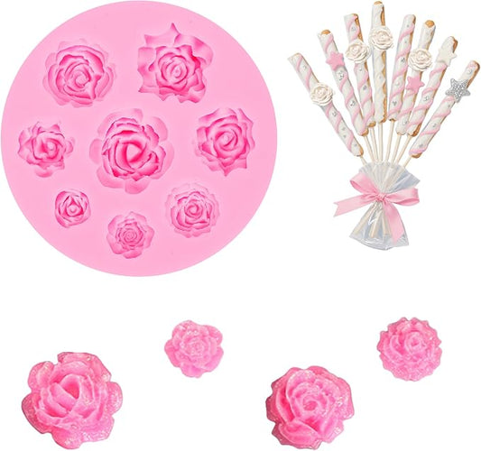 YunKo Rose Flower Fondant Mold Mini Chocolate Mold for Decorating Cake Candy Chocolate DIY Cake Decorating