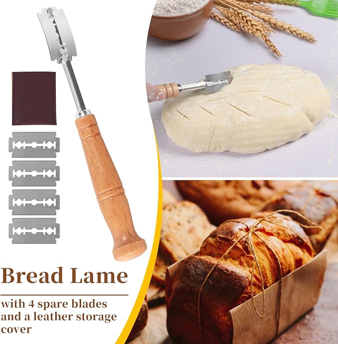 Banneton Bread Proofing Basket Set, 11 Inch Sourdough Proofing Basket and Bread Baking Supplies-Bread Lame, Danish Whisk, Bowl & Dough Scraper, Brush, (3 Bread Proofing Baske and Jar)