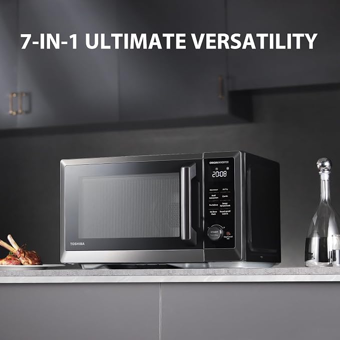TOSHIBA Countertop Microwave Oven Air Fryer Combo, Inverter, Convection, Broil, Speedy Combi, Even Defrost, Humidity Sensor, Mute Function, 27 Auto Menu&47 Recipes, 1.0 cu.ft/30QT, 1000W (Renewed)