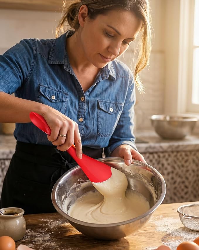 2-Pack Double-Headed Silicone Spatula Spoon, Nonstick Safe, Seamless | Scraping & spreading dual-use. Matte, BPA-free. For cooking, baking, mixing. Gentle on nonstick pans. No buildup.