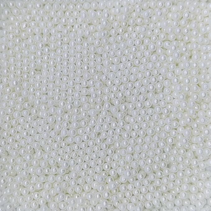 Edible White Pearl Sugar Sprinkles Candy 4mm Mini Pearls Cake Decorations Cupcake Toppers Cookie Decorating Perfect for Wedding Party Valentine Halloween Christmas Supplies 3OZ