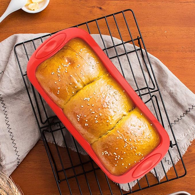 SILIVO Silicone Bread and Loaf Pans (4 Pack) - Nonstick Silicone Baking Mold for Homemade Loaf, Bread and Meatloaf