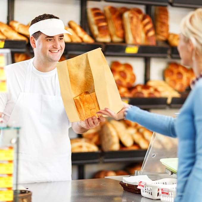 Bread Bags for Homemade Bread 100PCS Paper Sourdough Large Bakery Bags with Window for Baked Food Packaging Storage Gift Giving Includes 100PCS Label Seal Stickers 13.7x8.3x3.5in