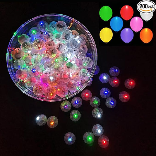 200pcs Multicolor LED Balloon Light, Rainbow Colored Round Led Flash Mini Ball Light for Paper Lantern Balloon,Indoor Outdoor Party Event Fun Birthday Party Wedding Halloween Christmas Decorations