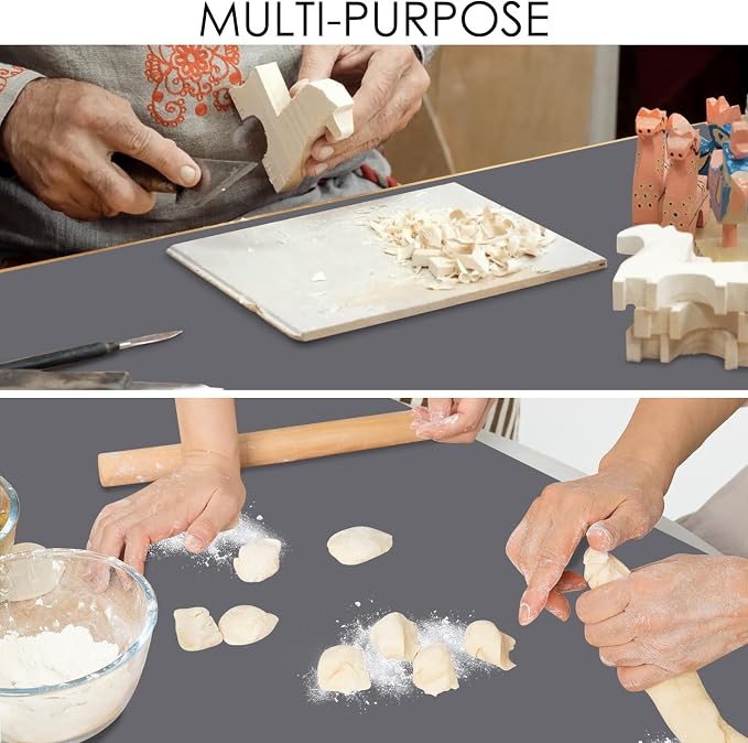Extra Large Silicone Mat for Kitchen Counter, 31.5x17 Inch Heat Resistant Mat Countertop Protector, Non-Stick and Thick Silicone Pad Silicone Baking Mat for Dough and Pastry, Dark Gray