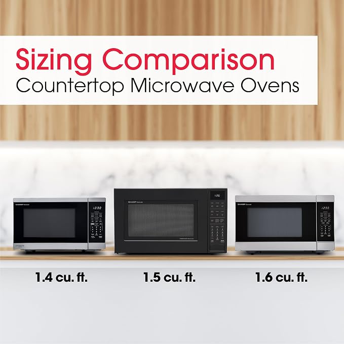 SHARP Countertop Microwave Oven with Removable 13.6" Carousel Turntable, 1100 Watt, 1.6 Cubic Feet, Stainless Steel