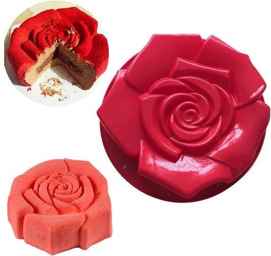 Joyeee 11.8'' Rose Flower Cake Mold Pan, Silicone Baking Mold for Birthday Cake, Muffin, Bread, Pie, Flan, Tart, Mousse, Cheesecake - Non-Stick Baking Trays - Great For Parties, Holidays