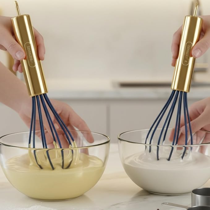 Farberware Silicone Mini Whisks, Set of 2 - Heat Resistant up to 500°F, Hand Held Manual Whisk for Food Prep - Small Kitchen Tools for Mixing Eggs, Sauces, Baking, Batters
