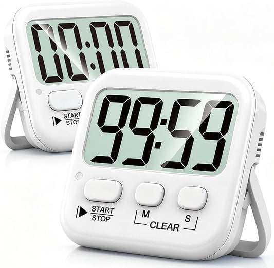 Antonki 2 Pack Digital Timer for Kids, Magnetic Countdown Kitchen Timers for Cooking, Egg, Classroom, Teacher, Exercise, Study, Oven - Battery Included