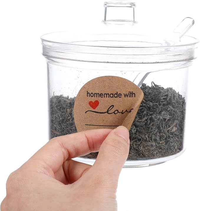 Homemade with Love Stickers, 500 Pcs Canning Labels for Jars with 2 Lines for Writing, Rustic Jar Labels for Containers, Mason Jar Stickers for Baked Goods Cookie Bags, Store Owners Price Tags 2 Inch