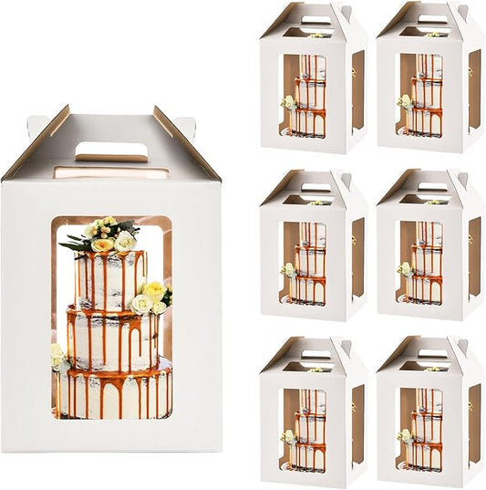 XININSUN 12inch Tall Cake Boxes with windows,12x12x14 Tall Cake Carrier, Tiered Cake Box, Layer Cake Box, large cake box,Ideal for 10" & 12" Tiered Cakes (6 Pack-White)
