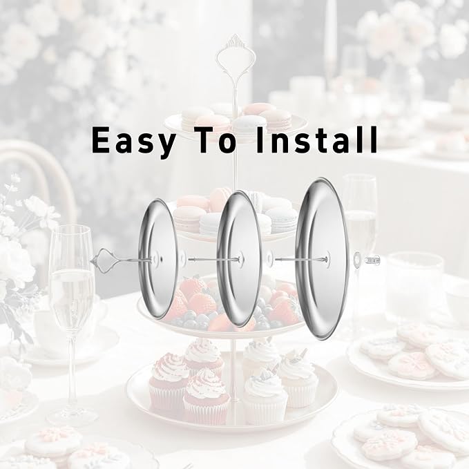 pson 1 Set 3 Tier Stainless Steel Cupcake Stand Holder, Tiered Dessert Display Tower for Wedding, Birthday, Party & Holiday Table Decor(Silver)