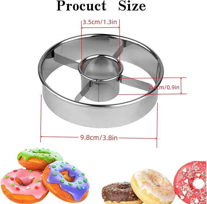 Donut Cutter, 3.86 Inch Stainless Steel Doughnut Cutters Mold, Baking Tools for Making Donuts and Mousse Ring Cookie