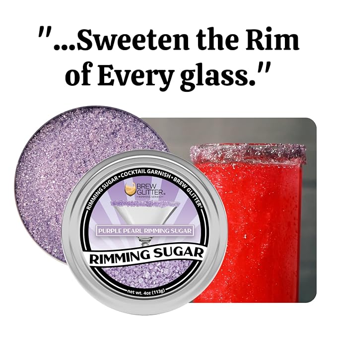 Brew Glitter - Purple Pearl Rimming Sugar (1LB, 1x Resealable Bag) Cocktail Garnish for Mixed Drinks & Refreshments