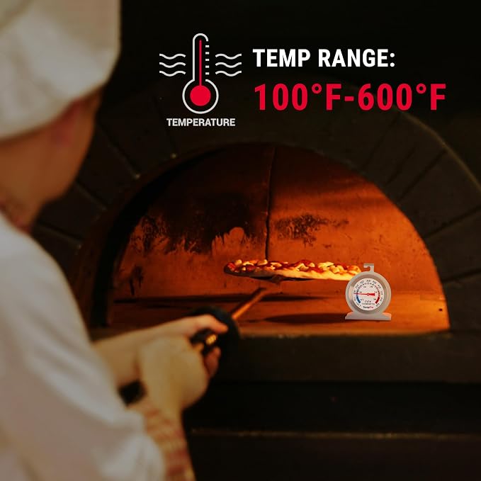 TempPro 2-Pack Oven Thermometer for Gas Oven, 50-300°C/100-600°F Smoker Temperature Gauge with 431 Stainless Steel, Analog Instant Read Cooking Thermometer (Previously ThermoPro)
