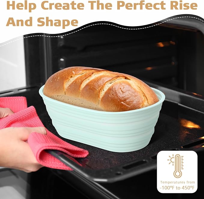 Honeydak 8 Pcs Silicone Bread Proofing Baskets Oval Banneton Basket 10 Inch Collapsible Sourdough Bread Baking Supplies Non-stick Dough Proofing Bowls Containers Oven Safe for Breads Making