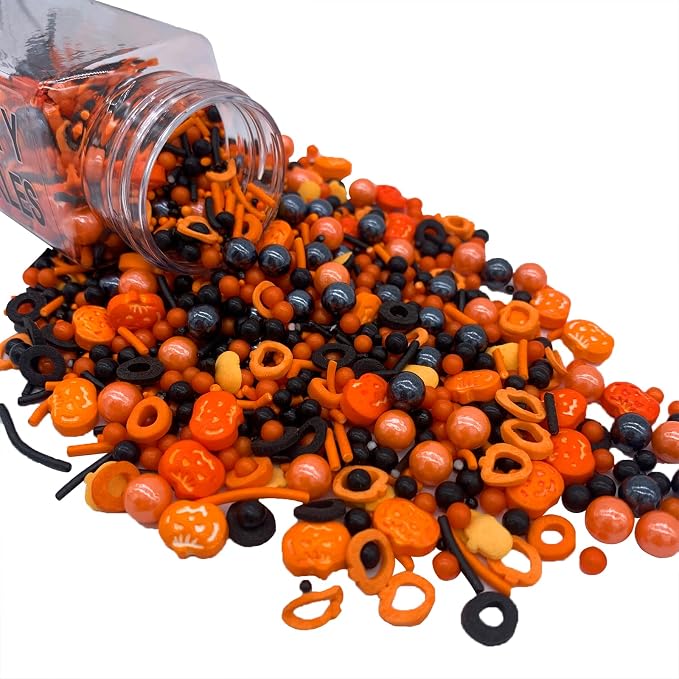 Halloween Sprinkles Edible Pumpkin Sprinkles Orange Black Pearl Sprinkles Halloween Candy Sprinkles for Cake Cupcakes Toppers Decoratings