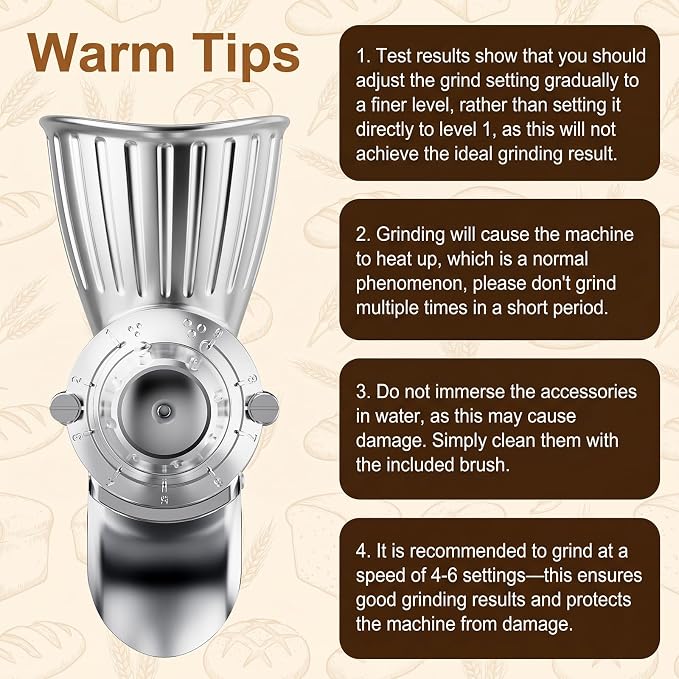 GVODE Grain Mill Attachment for KitchenAid Stand Mixer, 9 Grind Level Flour Mill for KitchenAid, Fit for Grinding Wheat, Corn, Oats, Millet, Coffee Beans