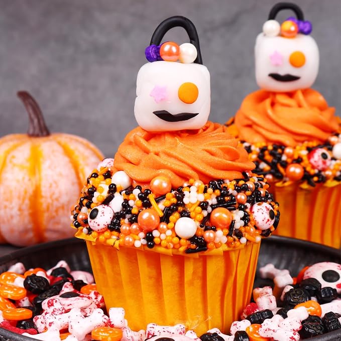 Halloween Sprinkles for Cake Decorations 4.2oz, Edible Bloody Eyeballs Candy, Knife, Blood Dog Bones, Sprinkles for Cupcake Topper, Ice Cream, Candy, Cookie for Halloween Dessert
