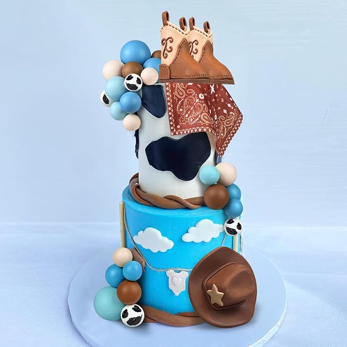 31PCS Cowboy Cake Decorations Cowboy Hat and Boot Cake Toppers Western Cowboy Cowgirl Birthday Baby Shower for Western Theme Party Favors Supplies